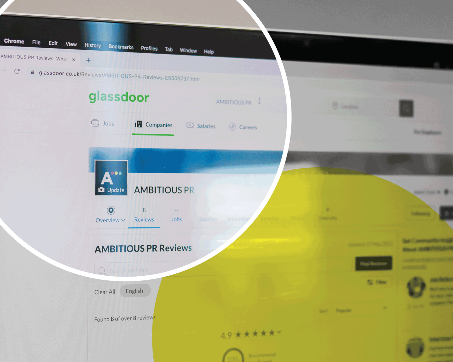 Online Reputation Management online reputation management: a screenshot of Glassdoor reviews