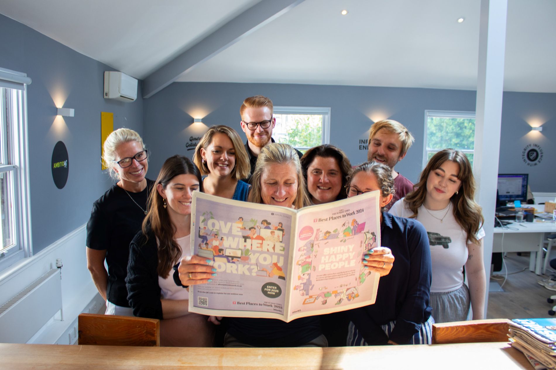 AMBITIOUS named as Sunday Times Best Places to Work AMBITIOUS named as Sunday Times Best Places to Work - Team Reading the Sunday Times