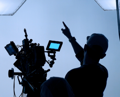 Production crew on set
